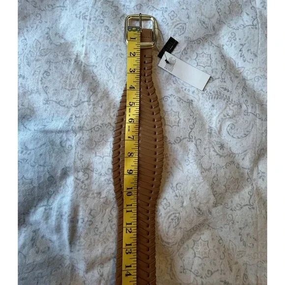 White House Black Market Faux Leather‎ Woven Belt S/P Gold Tone Buckle Vachetta - Picture 3 of 15